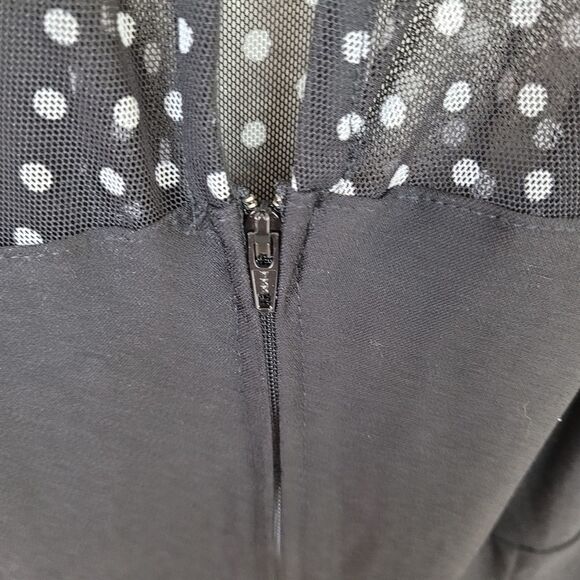 Rock Steady Black Polka Dot Mesh Sleeveless Wiggle Dress 2X (2820) - Picture 4 of 7